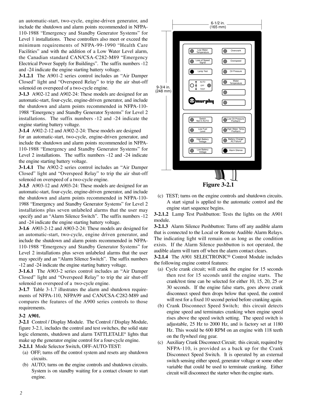 Murphy A900 Series manual A901, 165 mm 