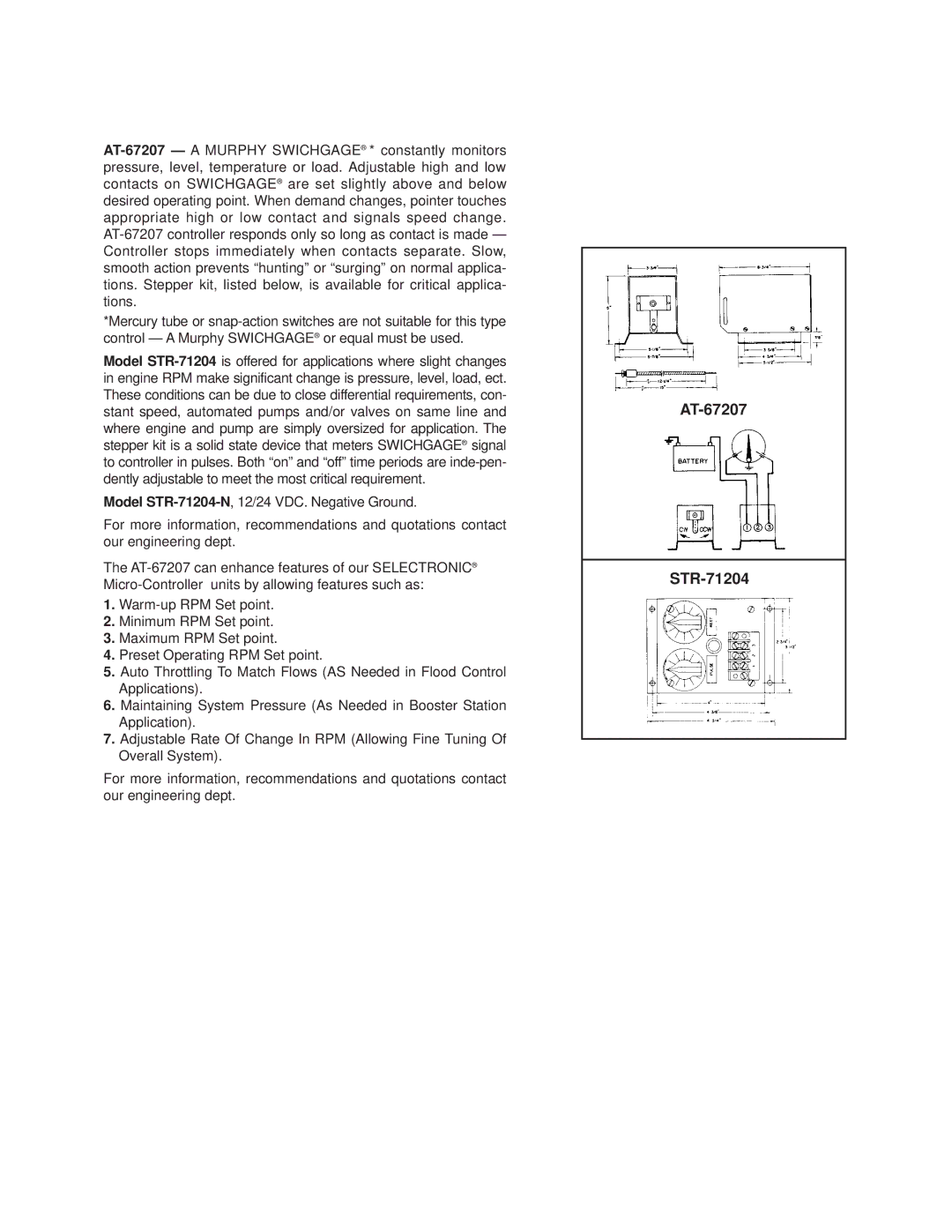 Murphy specifications AT-67207 STR-71204 