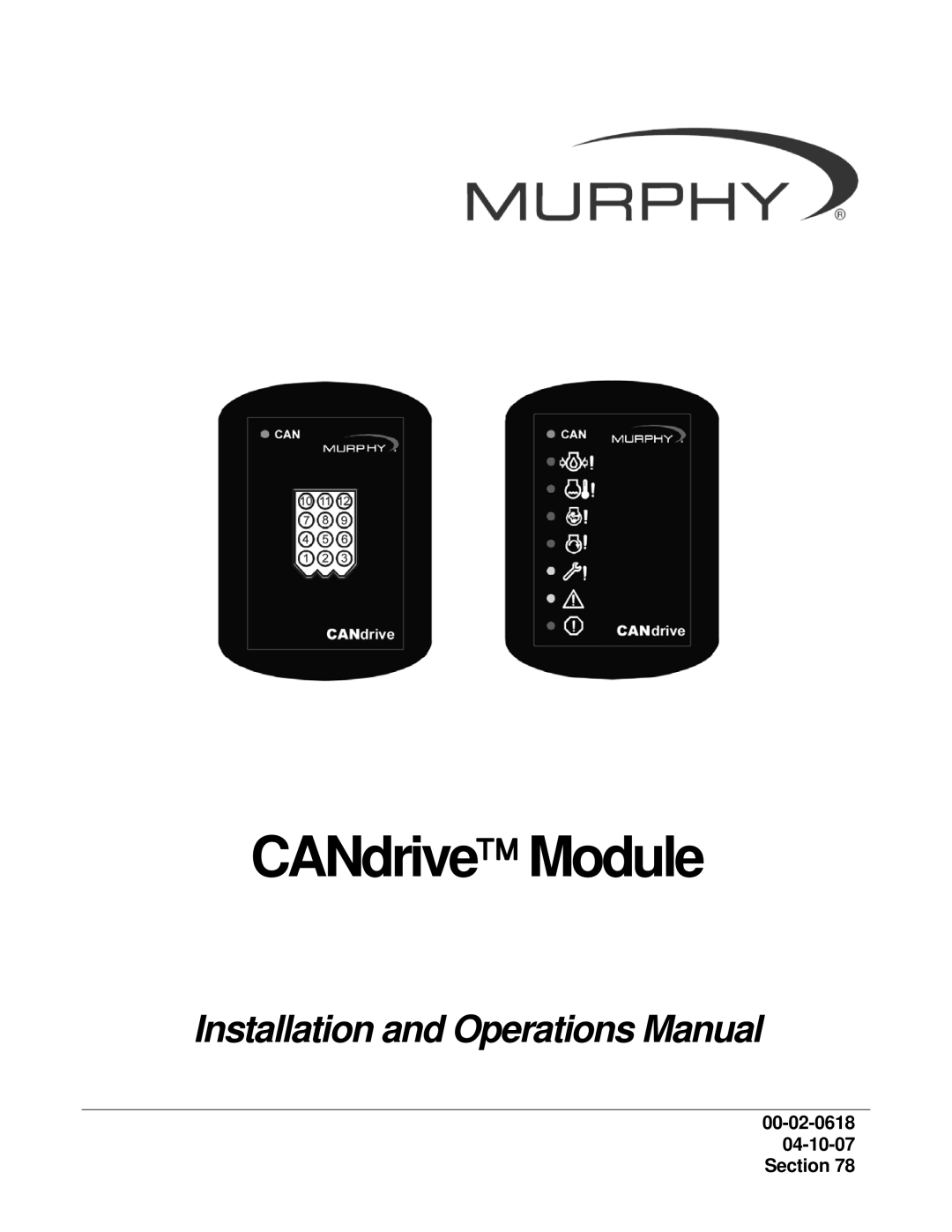 Murphy CDV100F, CDV300R manual CANdrive Module, Section 