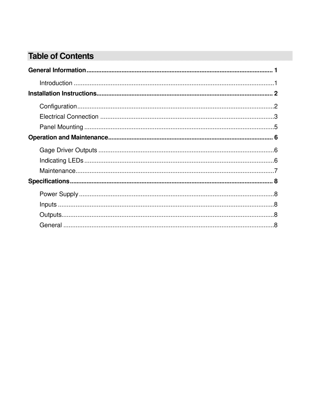 Murphy CDV100F, CDV300R manual Table of Contents 