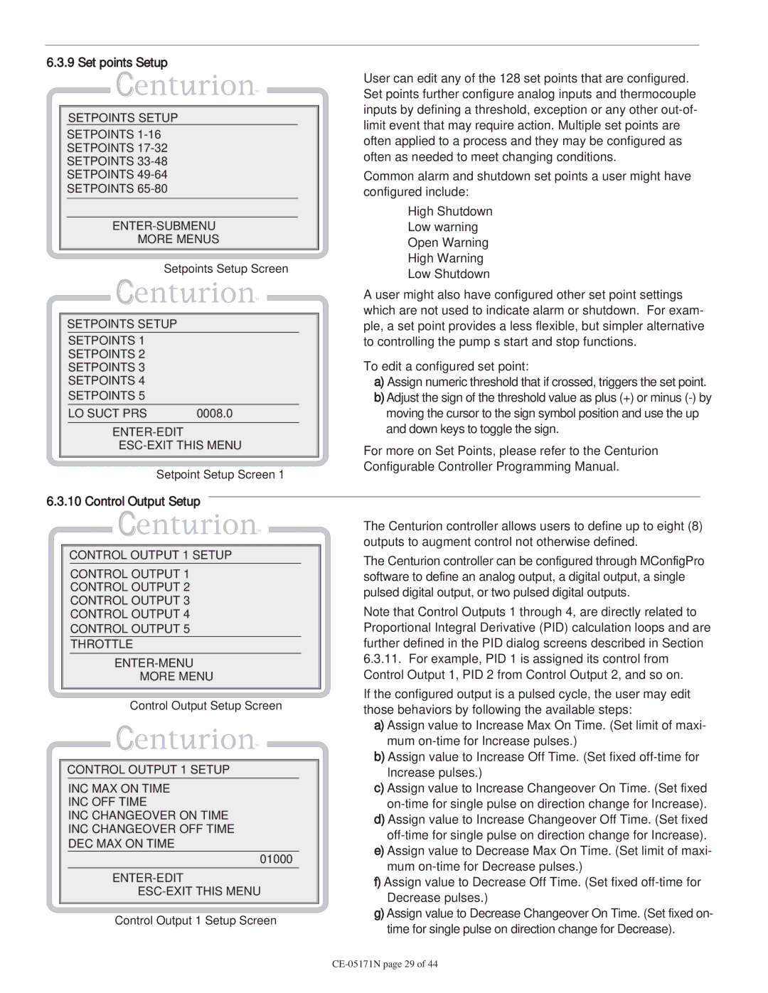 Murphy CE-05171N manual Setpoints Setup ENTER-SUBMENU More Menus, Setpoints Setup LO Suct PRS, Control Output 1 Setup 