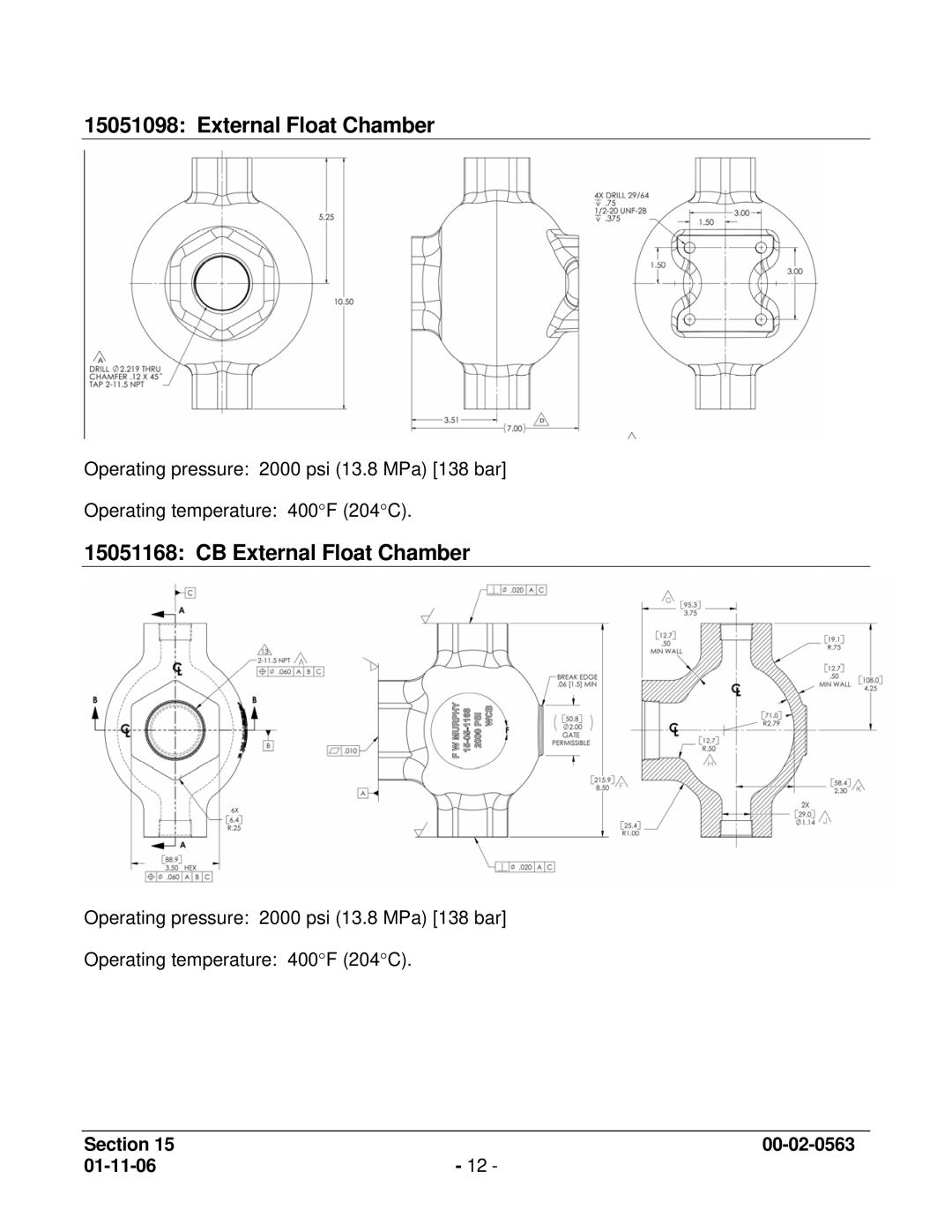 Murphy LS200N, L1100 manual CB External Float Chamber 