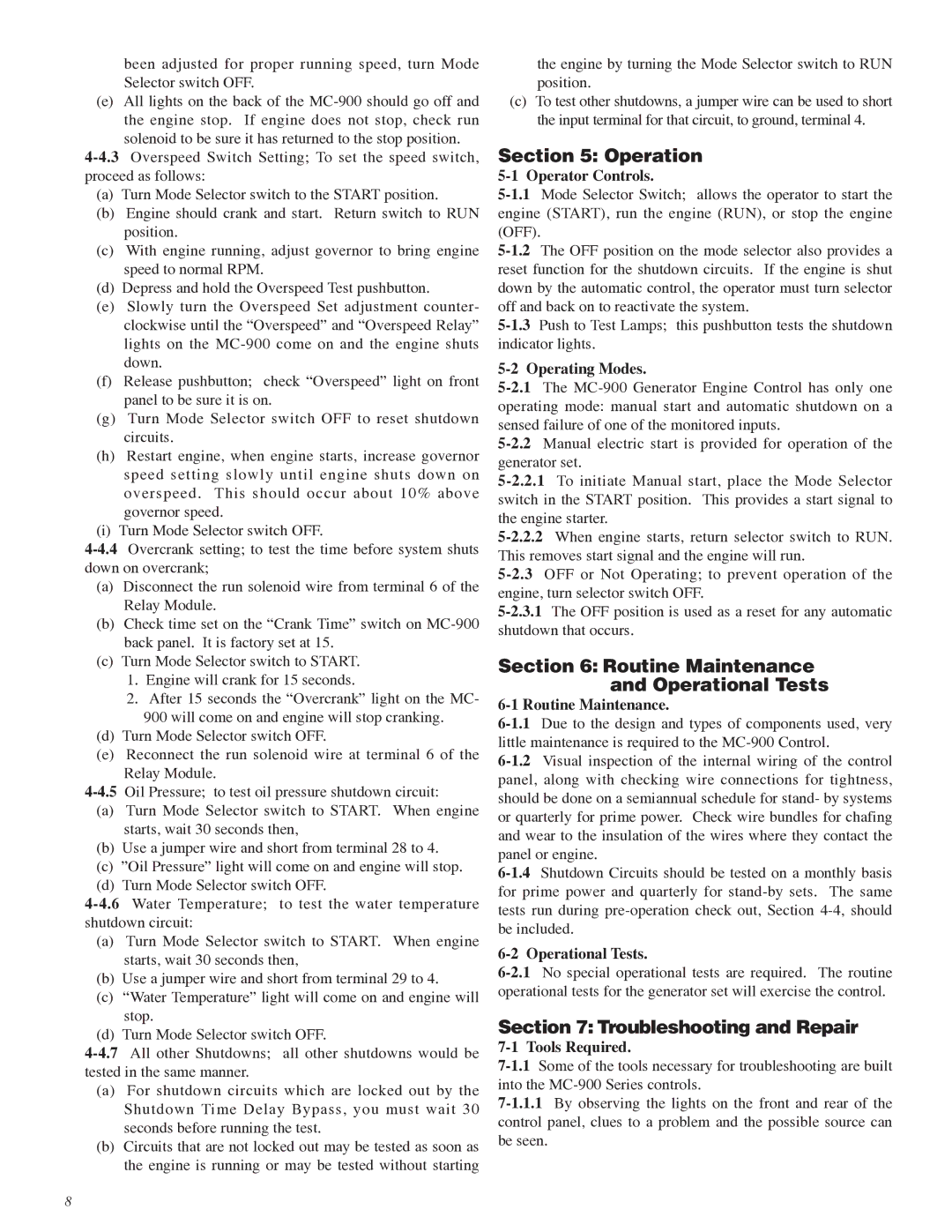 Murphy MC-900 Series manual Routine Maintenance and Operational Tests, Troubleshooting and Repair 