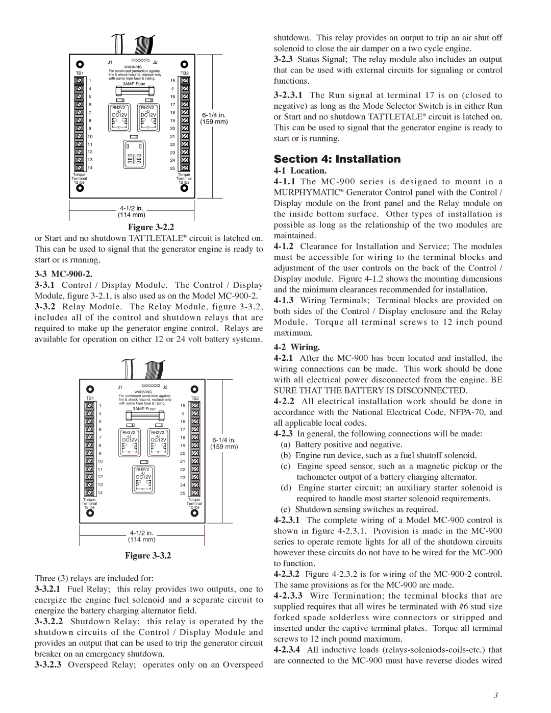 Murphy MC-900 Series manual Installation, Location, MC-900-2, Wiring 