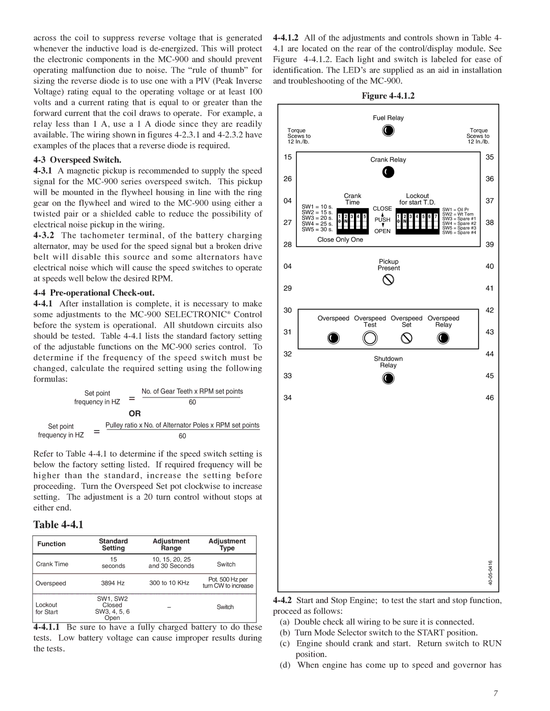 Murphy MC-900 Series manual Overspeed Switch, Pre-operational Check-out 