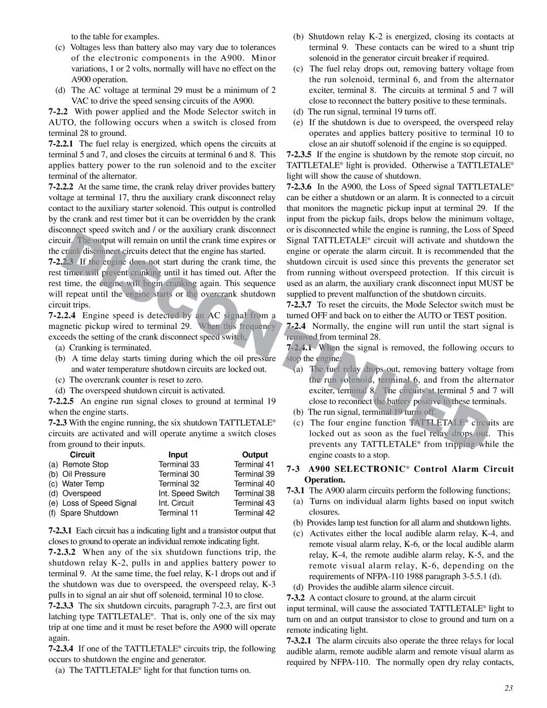 Murphy Series A900 manual A900 Selectronic Control Alarm Circuit Operation, Circuit Input Output 