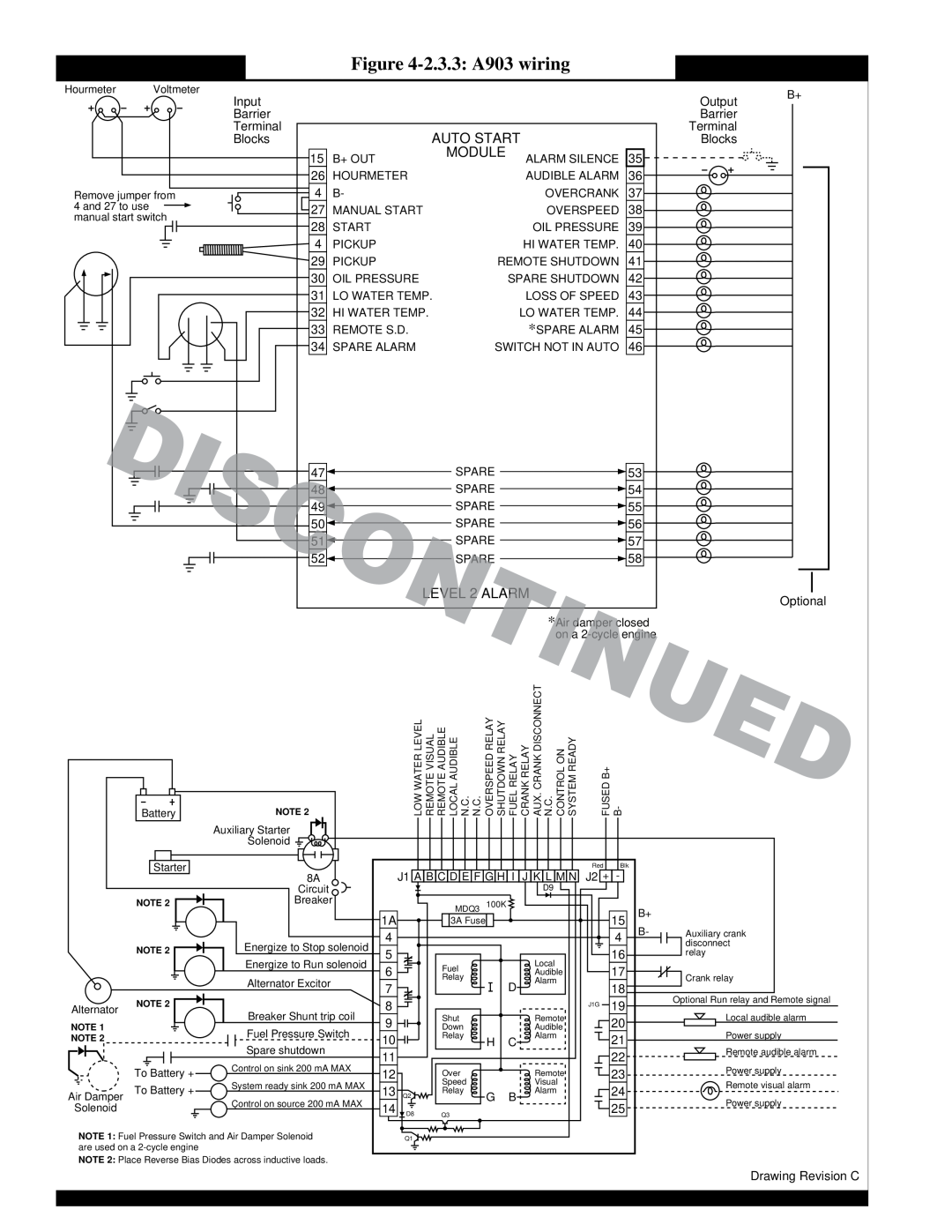 Murphy Series A900 2.3.3 A903 wiring, Input, Output Barrier Terminal Blocks, Optional, Drawing Revision C 