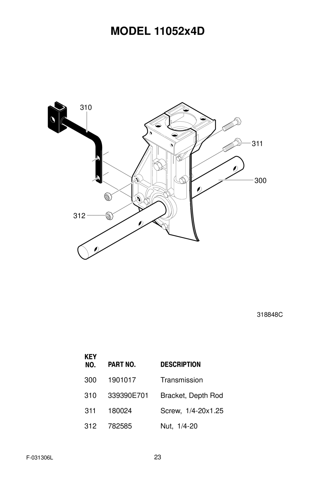 Murray 11052x4D manual Key 