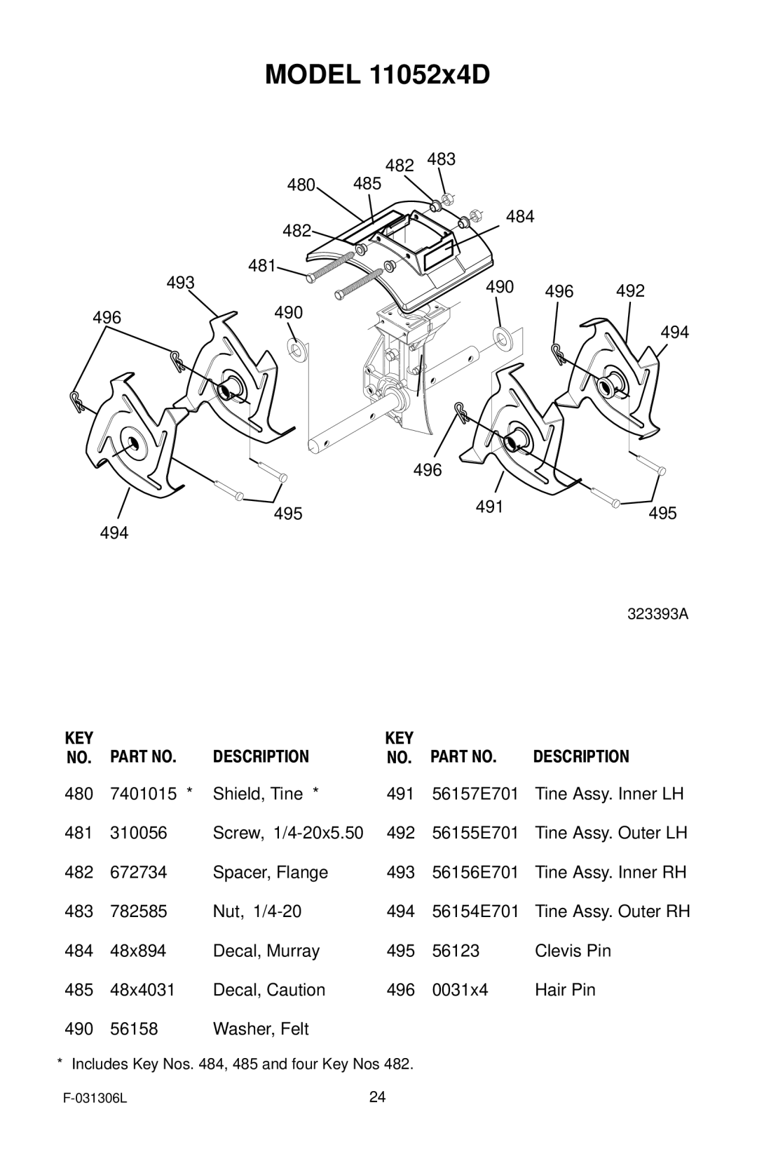 Murray 11052x4D manual 482 483 480 485 484 493 481 490 496 492 