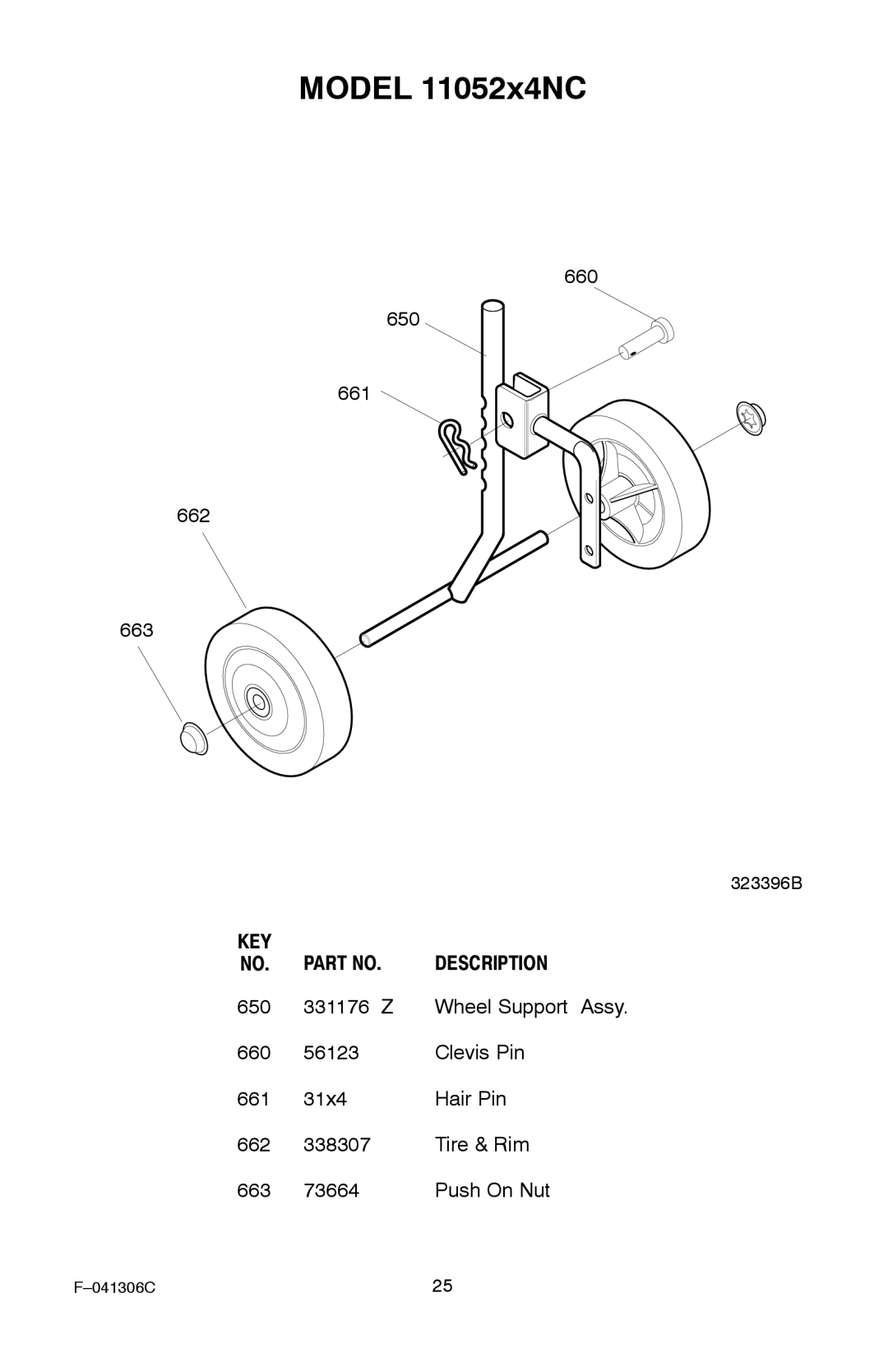 Murray 11052x4NC manual KEY Description, 323396B 