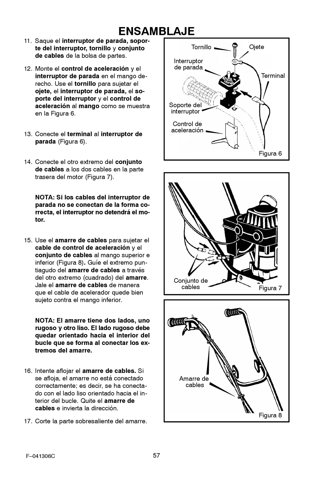 Murray 11052x4NC manual Figura Conjunto de, Amarre de cables 