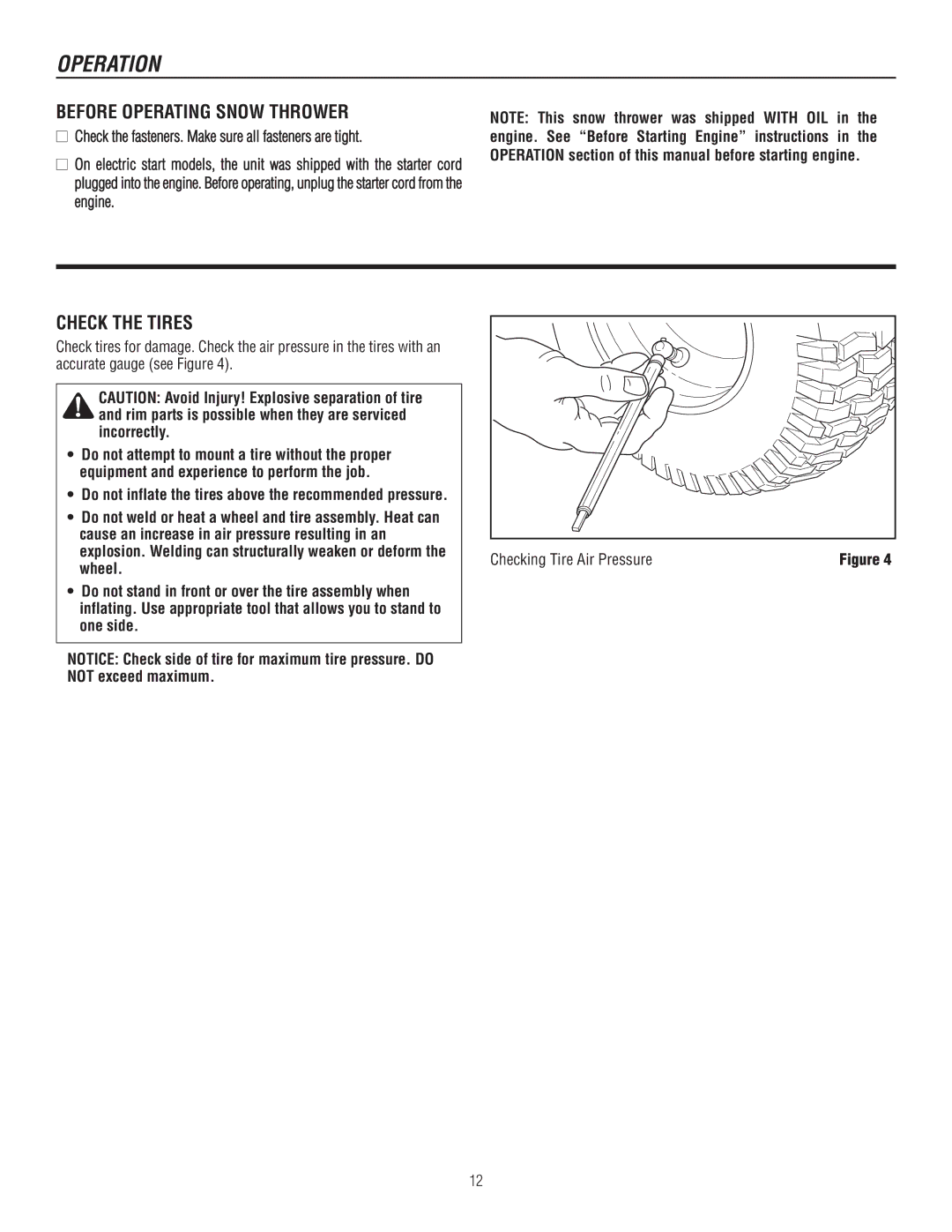 Murray 1695720, 1737921 manual Operation, Before Operating Snow Thrower 