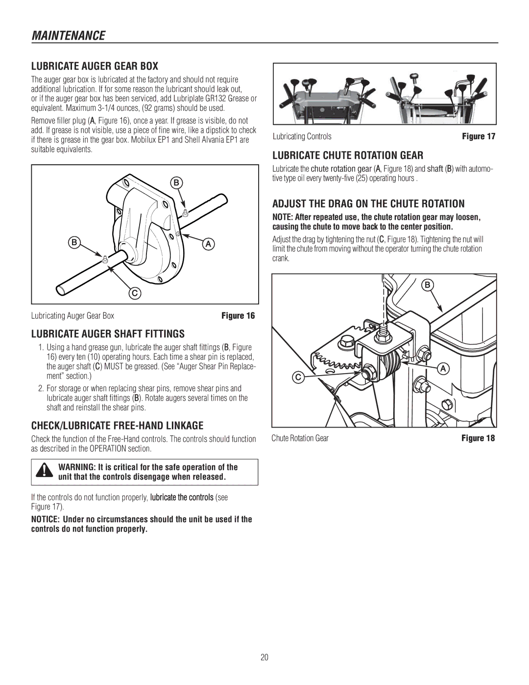 Murray 1695720, 1737921 manual Maintenance 