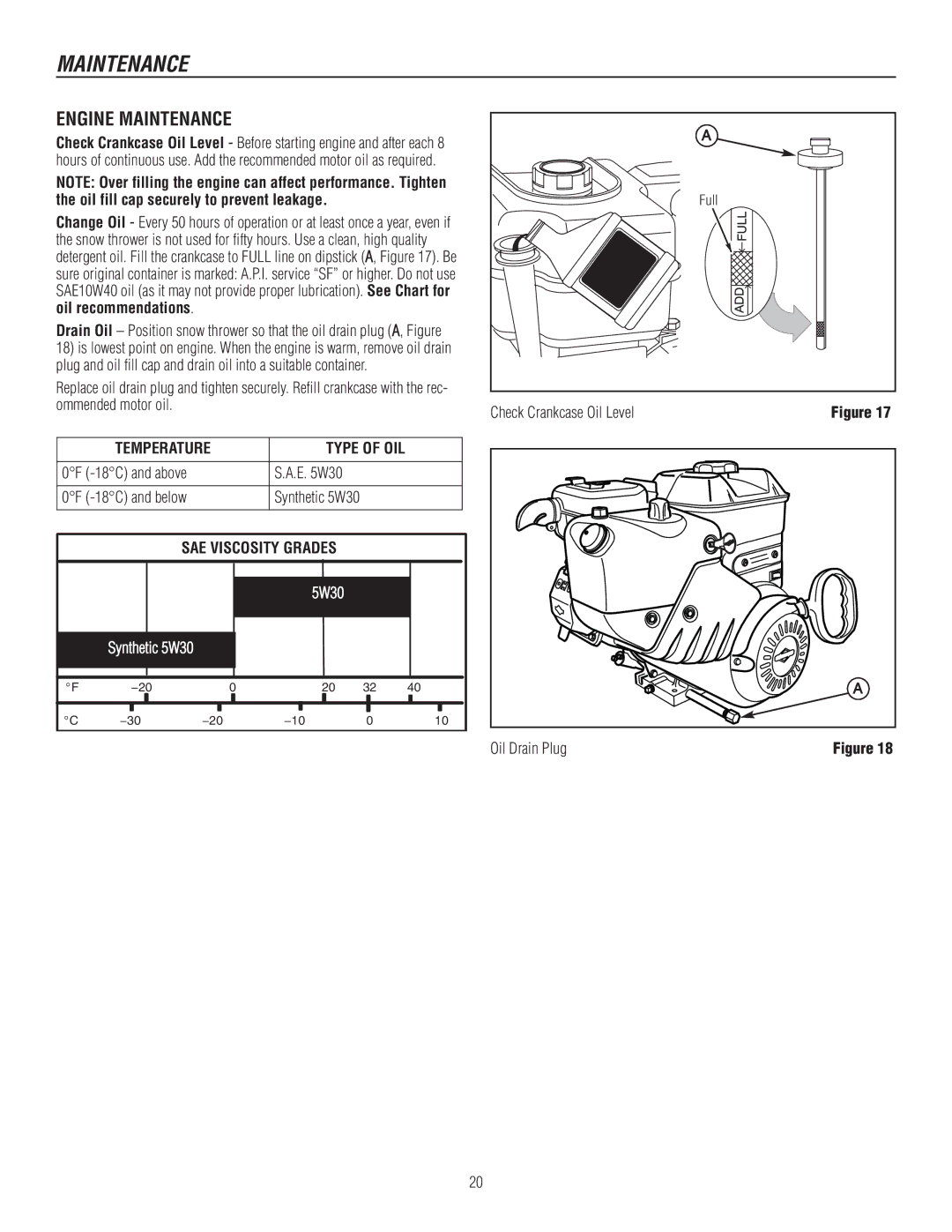 Murray 1695722, 1737920 manual Engine Maintenance, Oil Drain Plug 