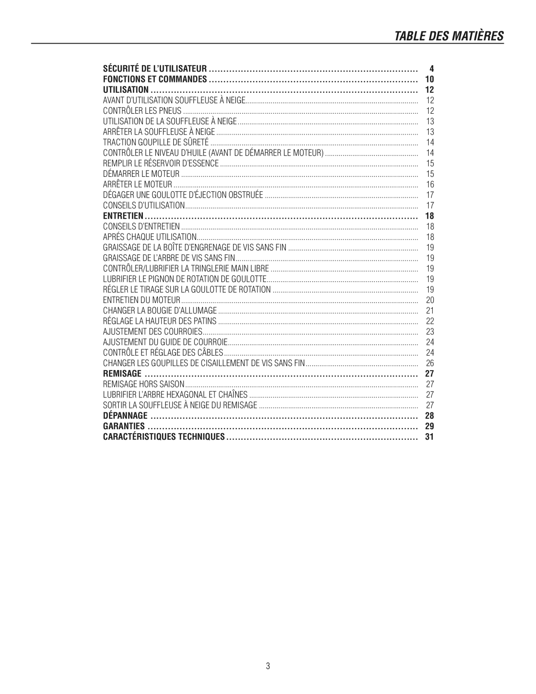 Murray 1737920, 1695722 manual Table DES Matières 