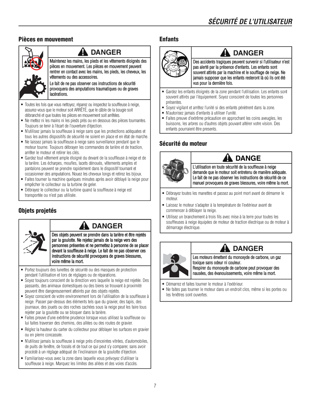 Murray 1737920, 1695722 manual Dange 