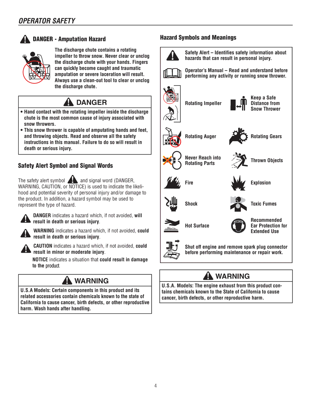 Murray 1695722, 1737920 manual Operator Safety 