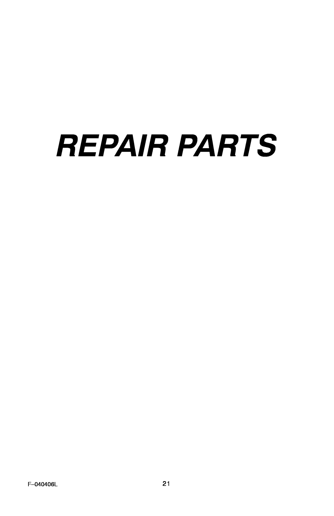Murray 20-inch manual Repair Parts, F-040406L 