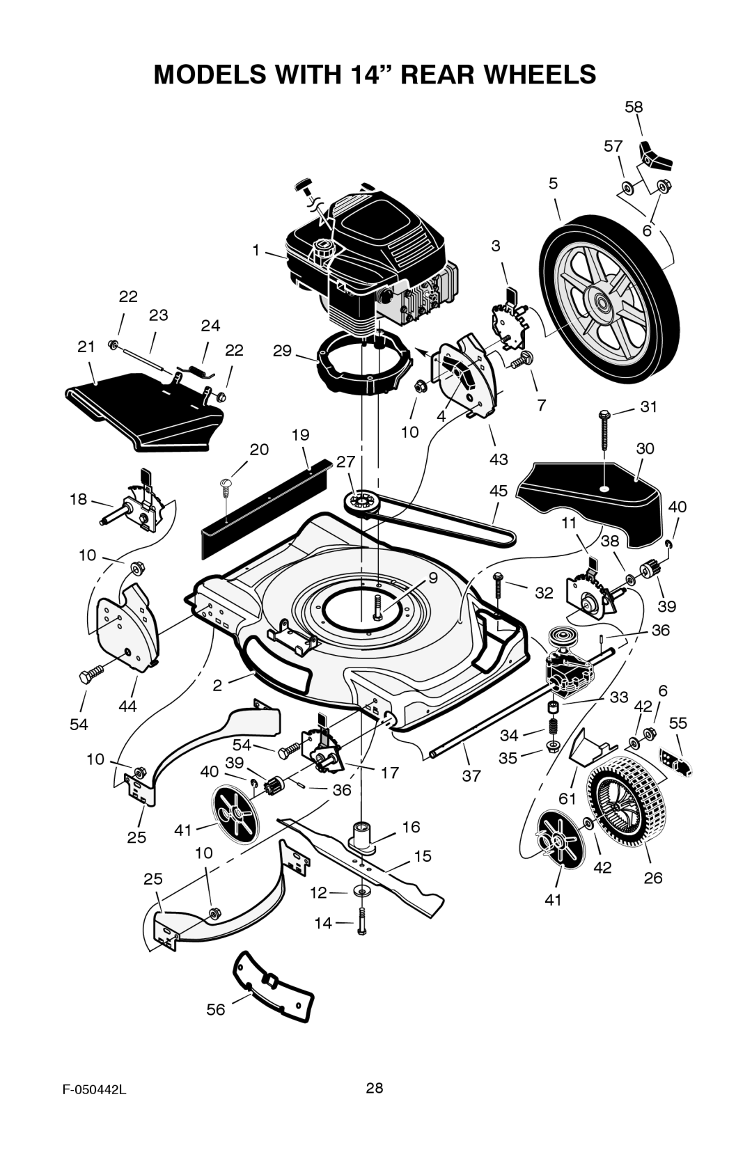 Murray 22 Front Drive manual Models with 14 Rear Wheels 