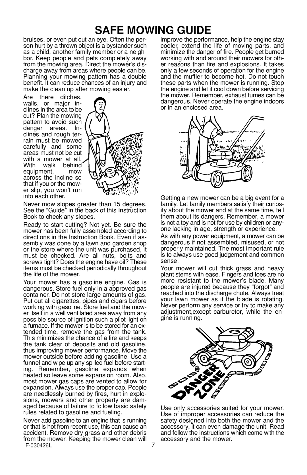 Murray 22 Push manual Safe Mowing Guide 