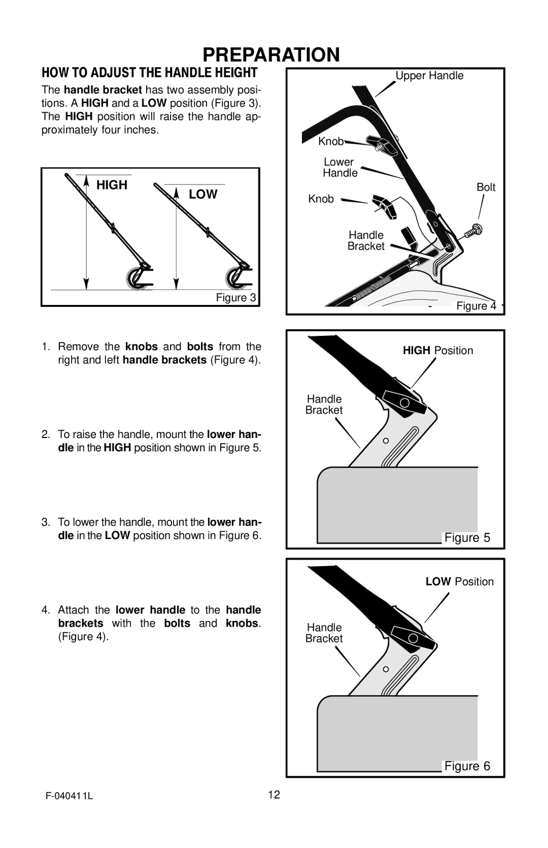 Murray 22 Self-Propelled manual Lower, Bolt, High Position, Handle Bracket, LOW Position 