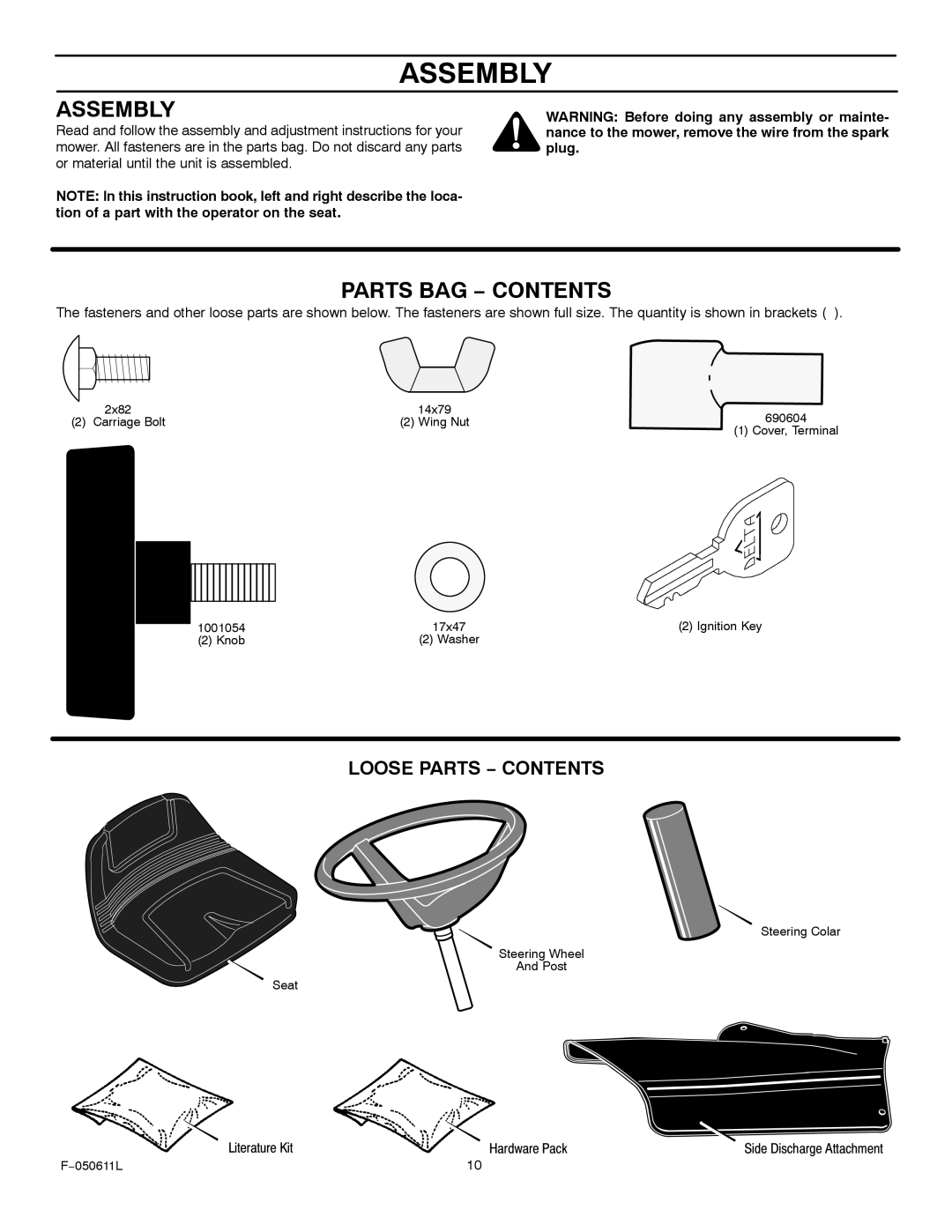 Murray 309007x8B manual Assembly 