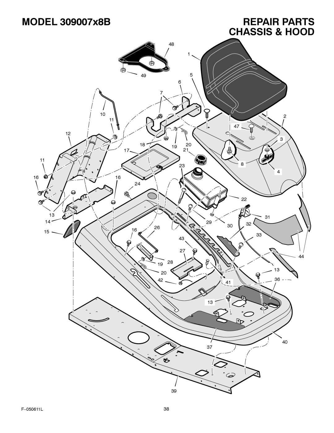 Murray 309007x8B manual Repair Parts Chassis & Hood 