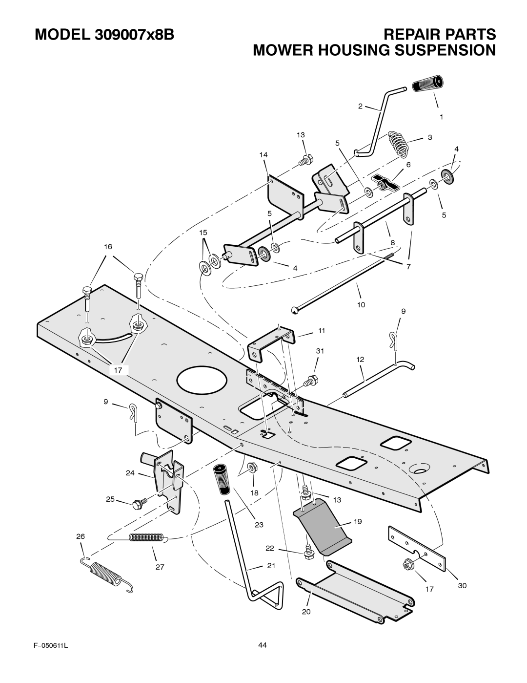 Murray 309007x8B manual Repair Parts, Mower Housing Suspension 