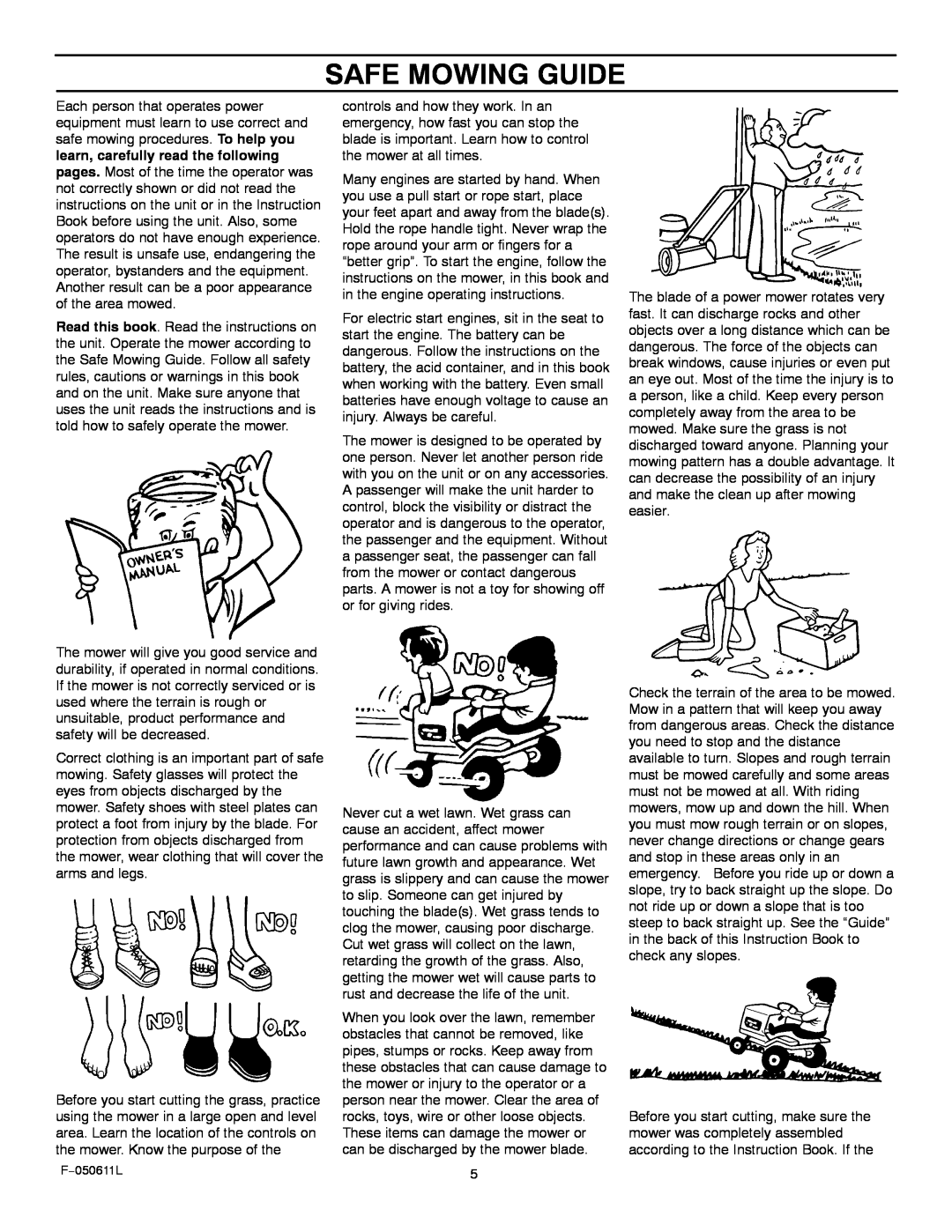 Murray 309007x8B manual Safe Mowing Guide 