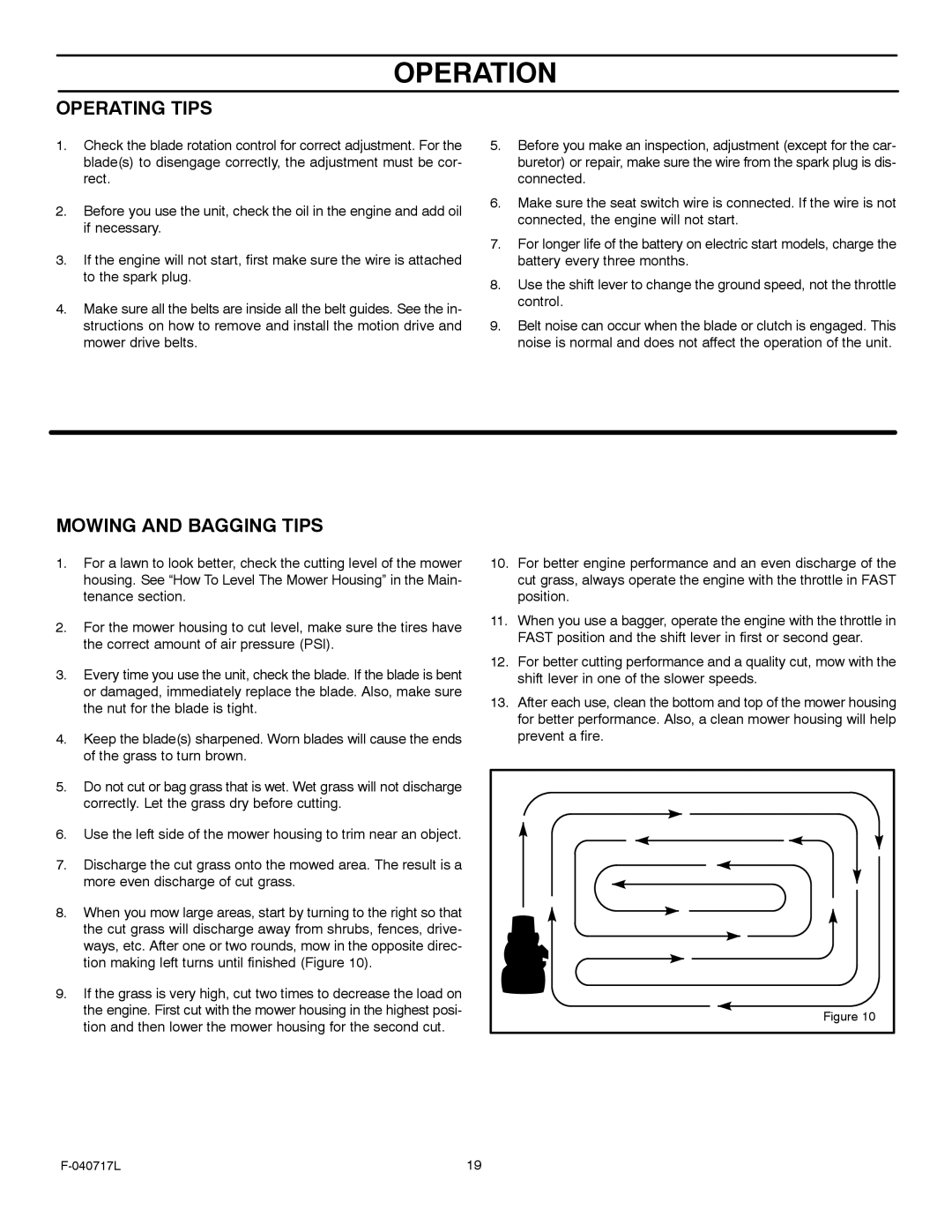 Murray 387002x92A manual Operating Tips, Mowing and Bagging Tips 