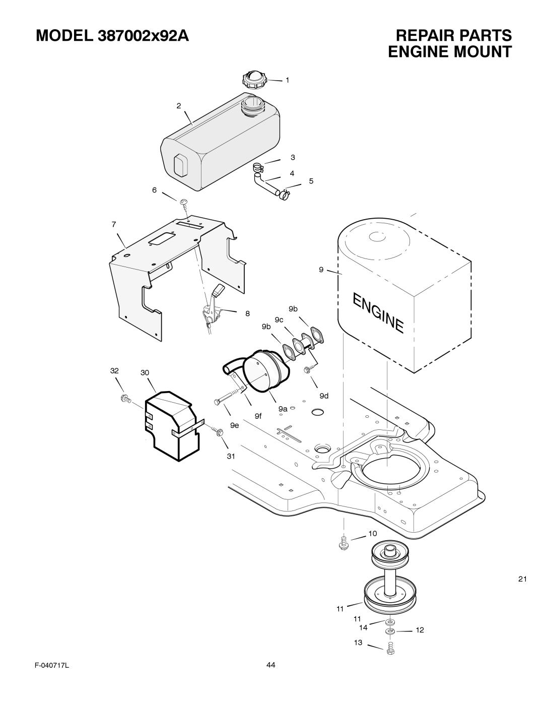 Murray 387002x92A manual Engine Mount 