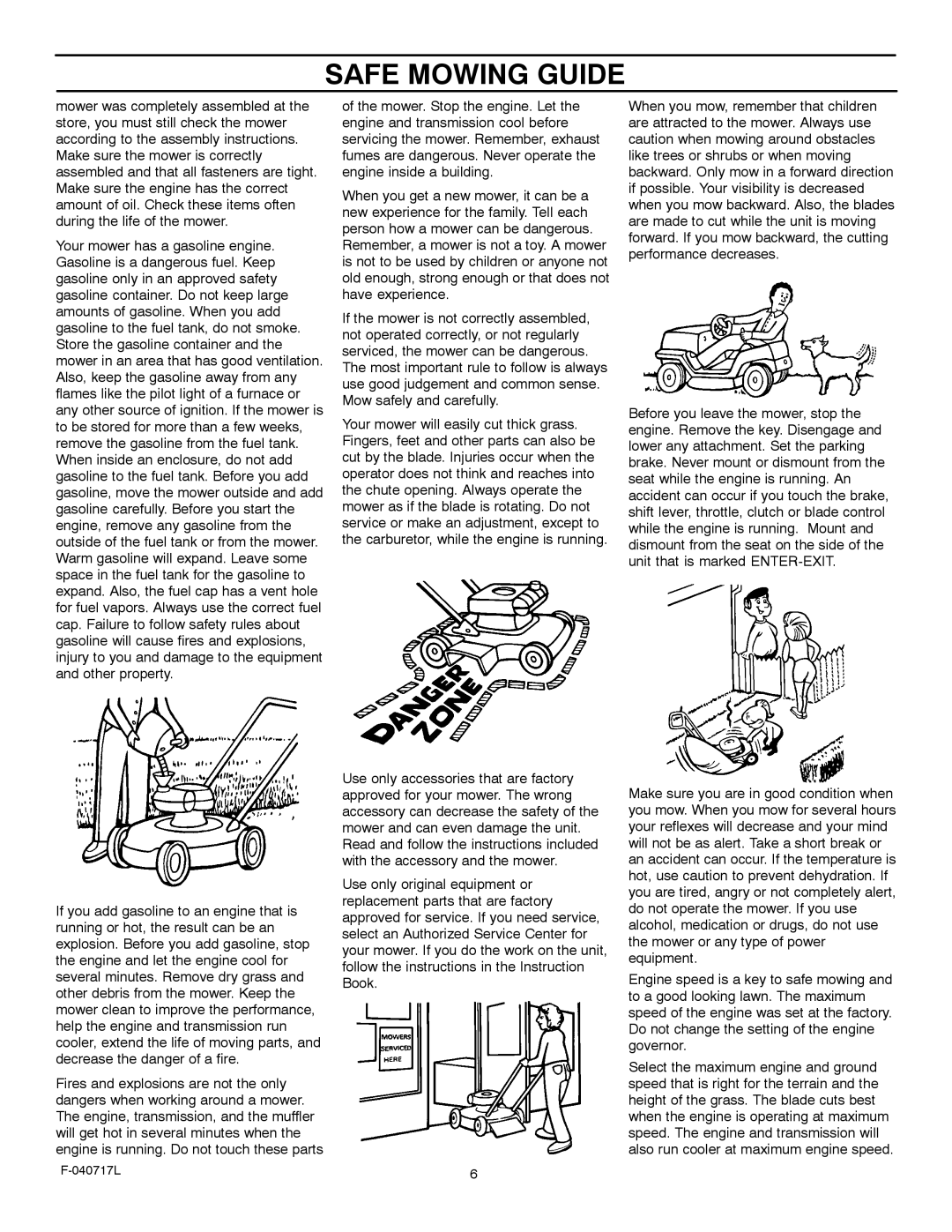 Murray 387002x92A manual Safe Mowing Guide 