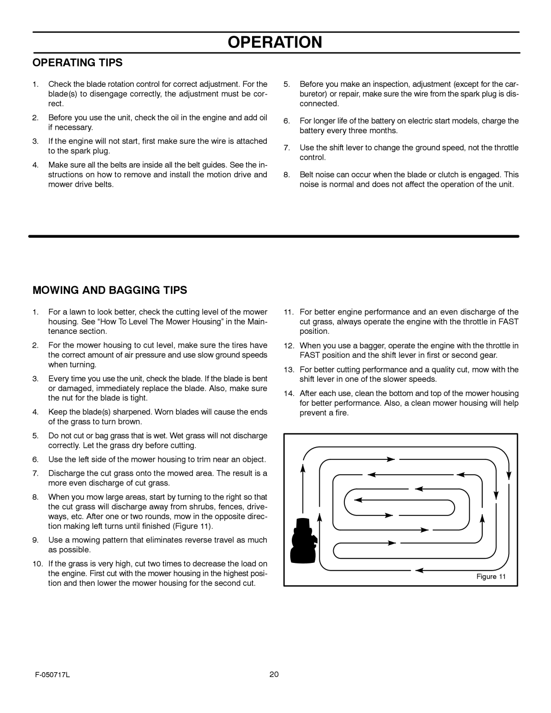 Murray 387002x92D manual Operating Tips, Mowing and Bagging Tips 