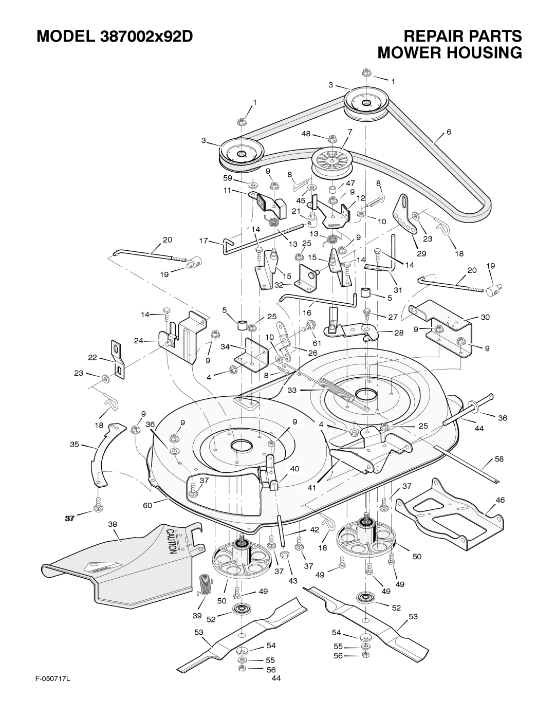 Murray 387002x92D manual Mower Housing 