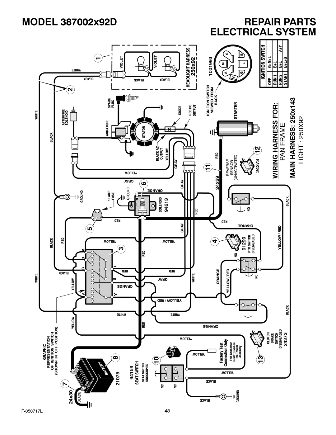 Murray 387002x92D manual Wiring Harness for 