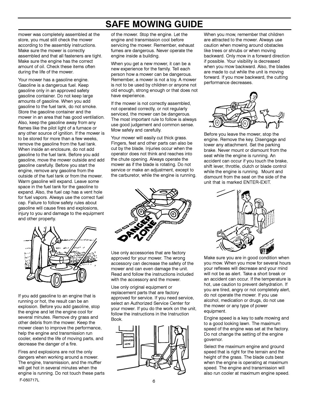 Murray 387002x92D manual Safe Mowing Guide 