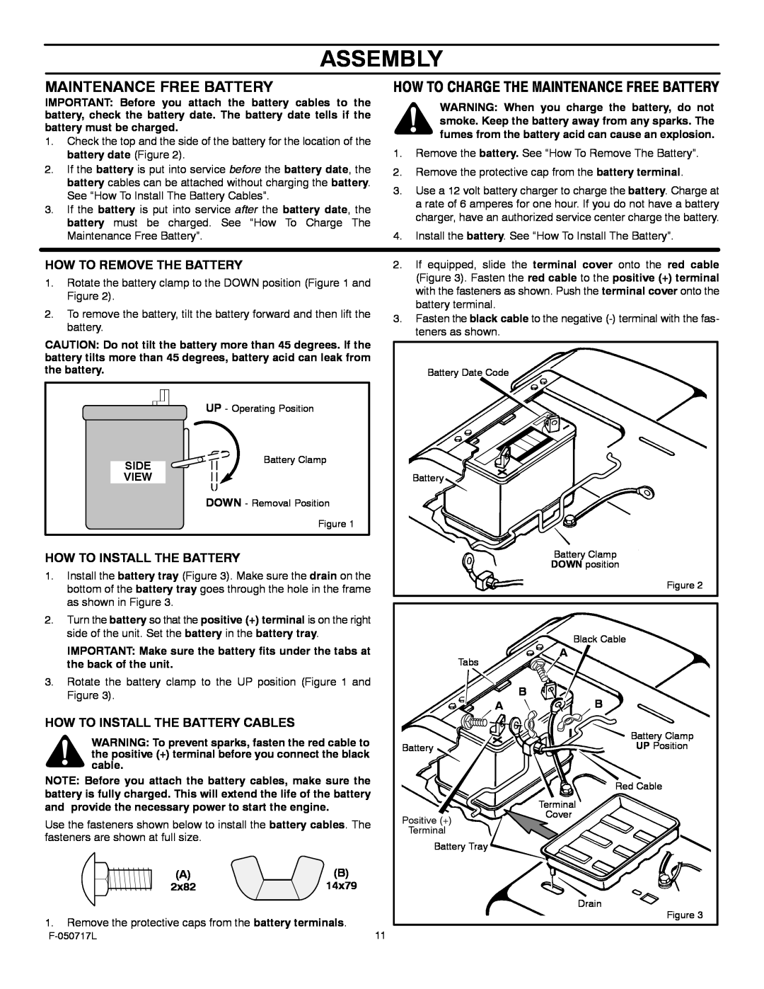 Murray 387002x92D manual Assembly, How To Charge The Maintenance Free Battery 