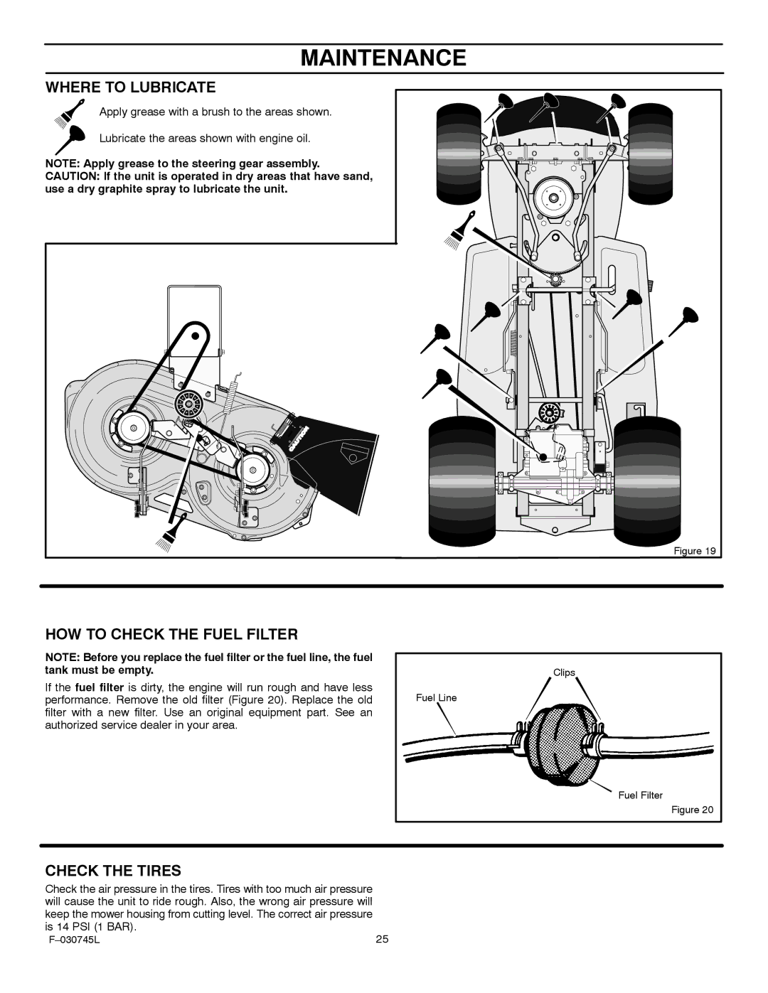 Murray 405000x8B manual Where to Lubricate, HOW to Check the Fuel Filter 