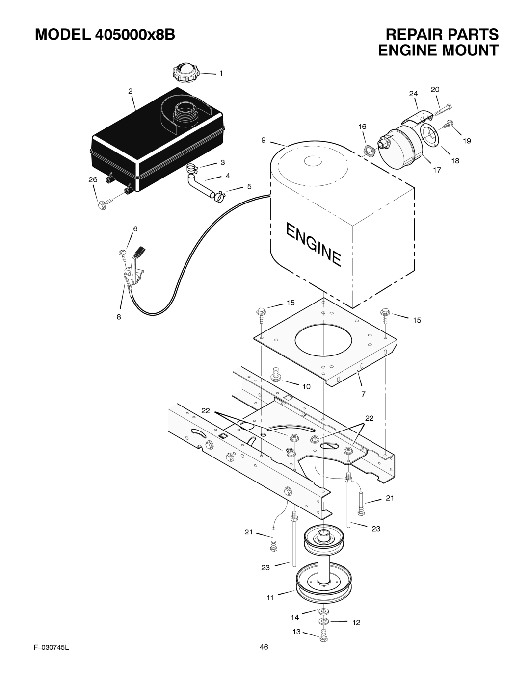 Murray 405000x8B manual Repair Parts Engine Mount 