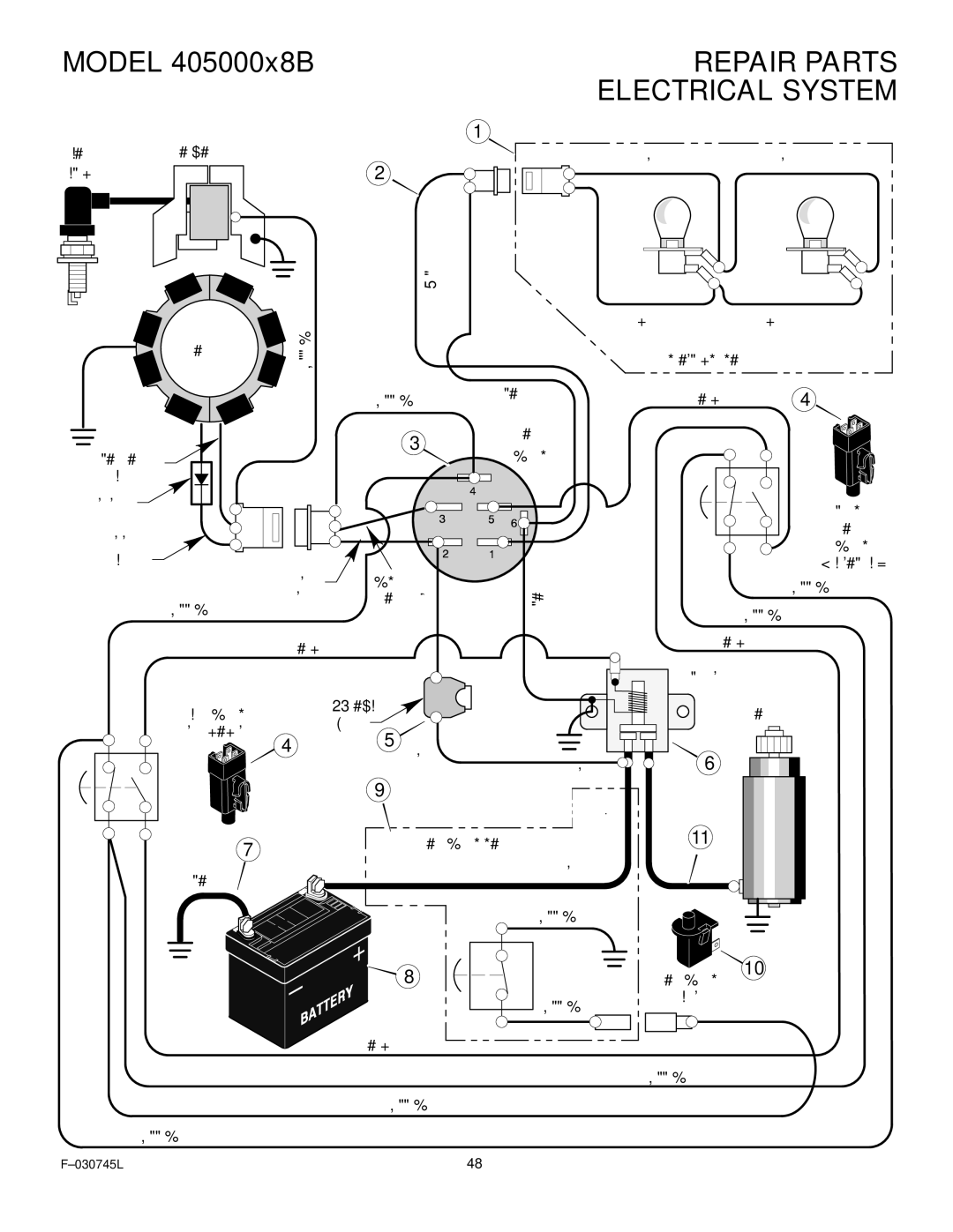 Murray 405000x8B manual Repair Parts Electrical System 