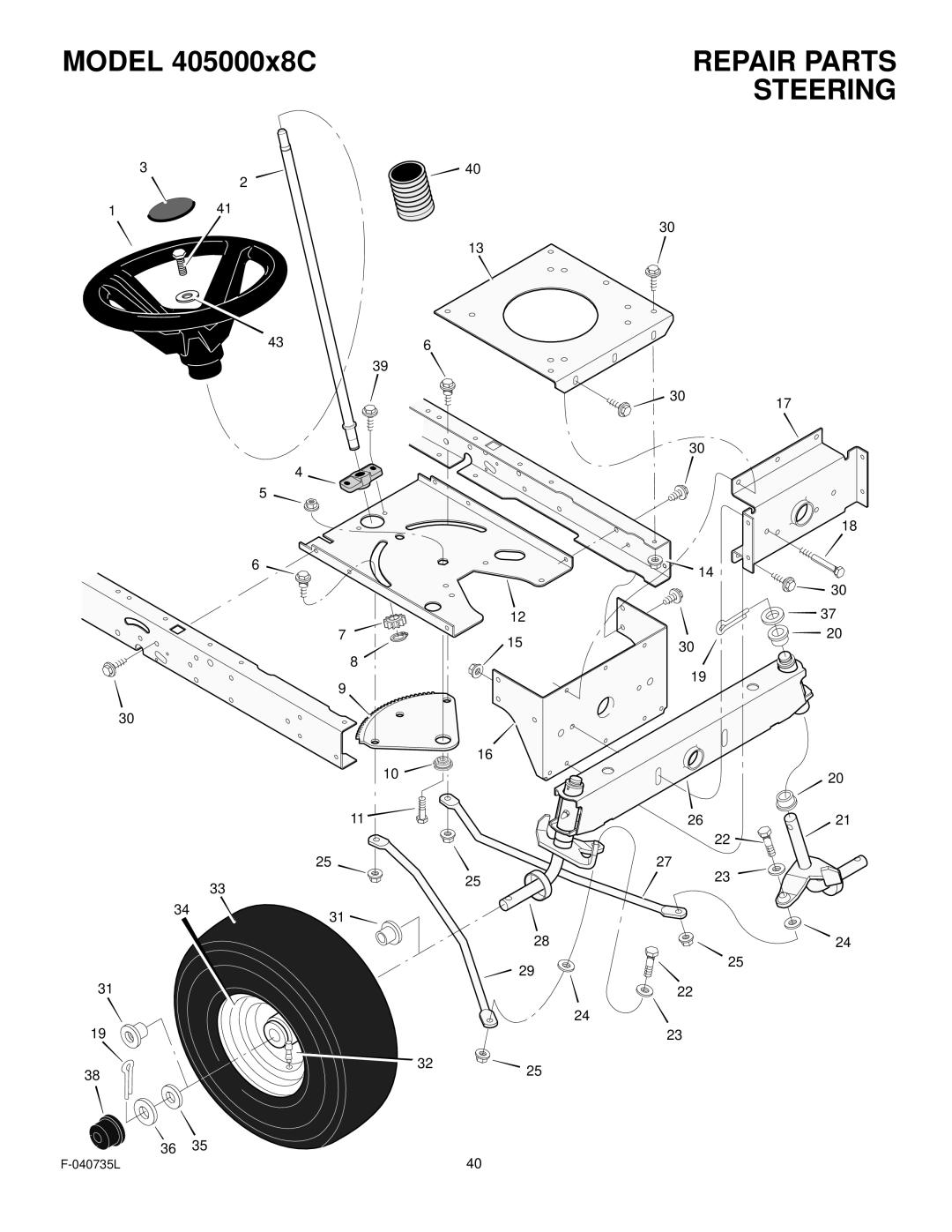 Murray 405000x8C manual Repair Parts, Steering 