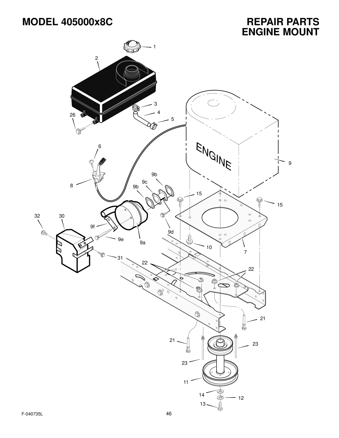 Murray 405000x8C manual Repair Parts Engine Mount 