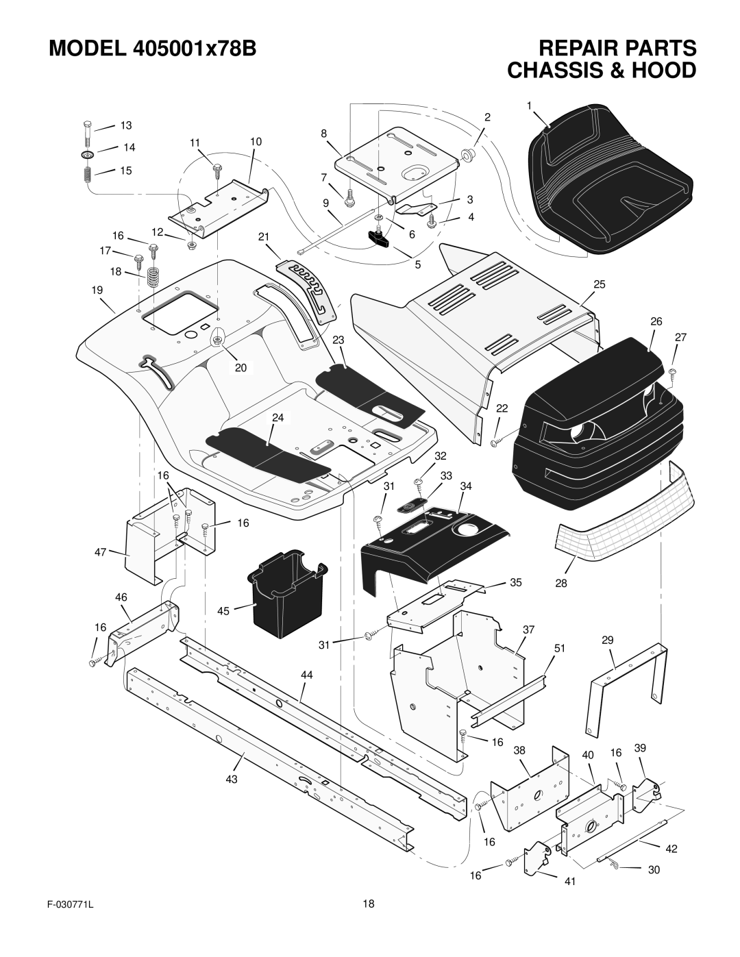 Murray 405001x78B manual Repair Parts 