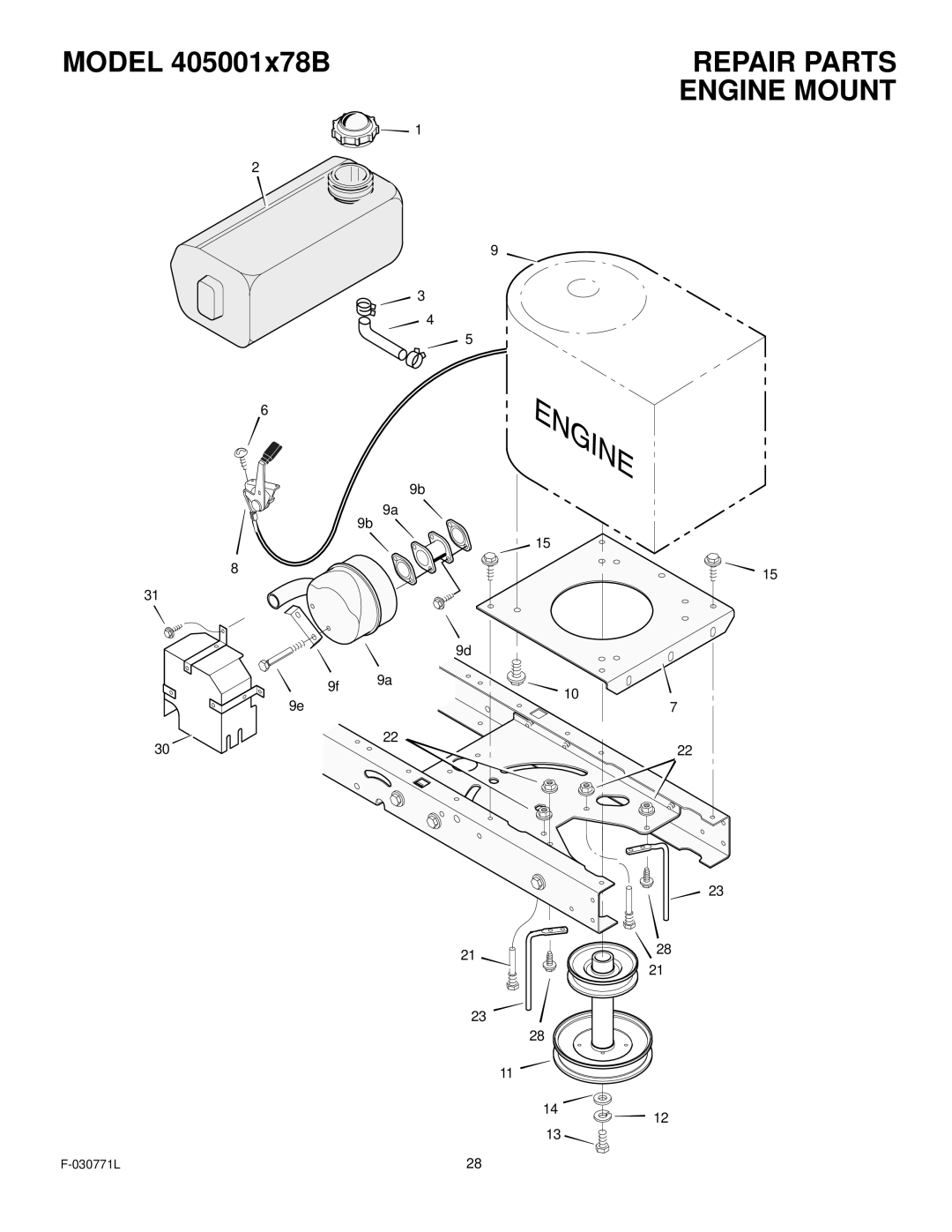 Murray 405001x78B manual Repair Parts Engine Mount 