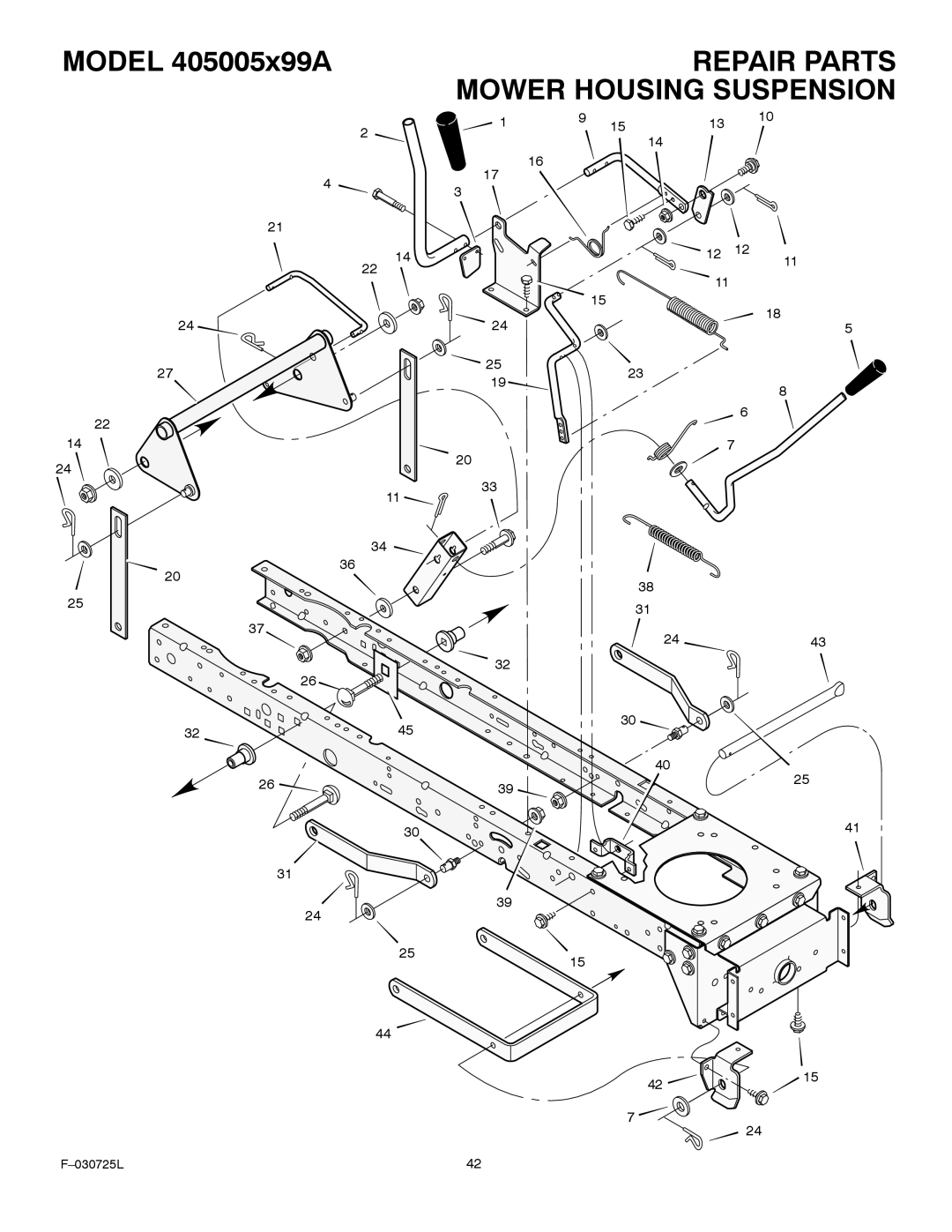 Murray 405005x99A manual Mower Housing Suspension 