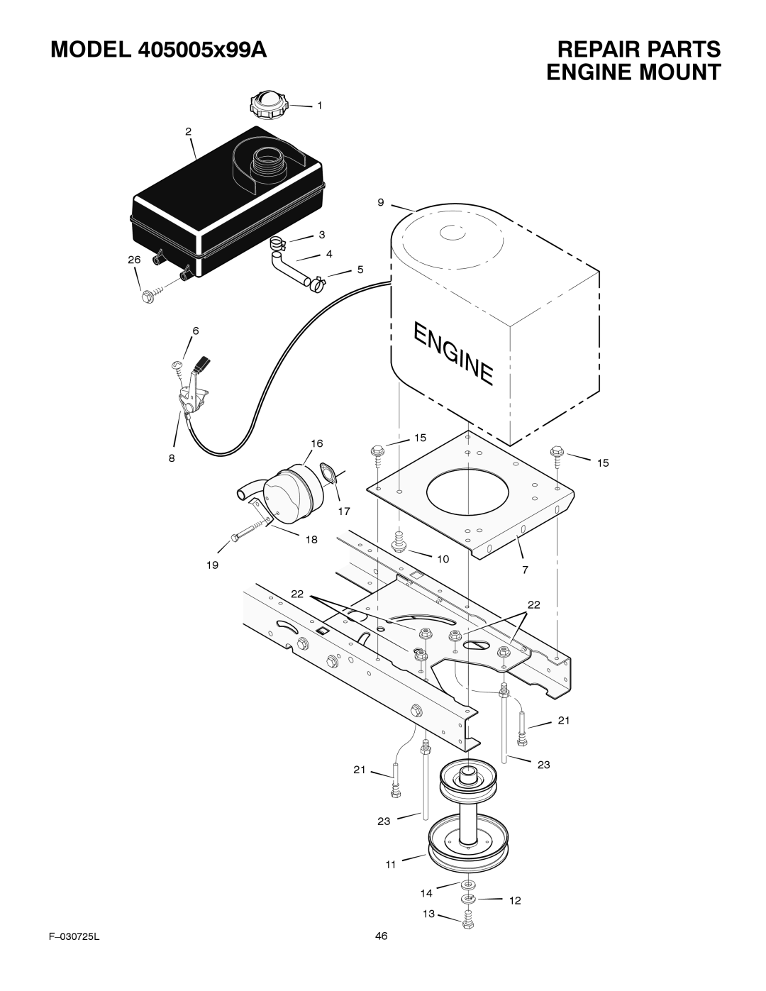 Murray 405005x99A manual Repair Parts Engine Mount 