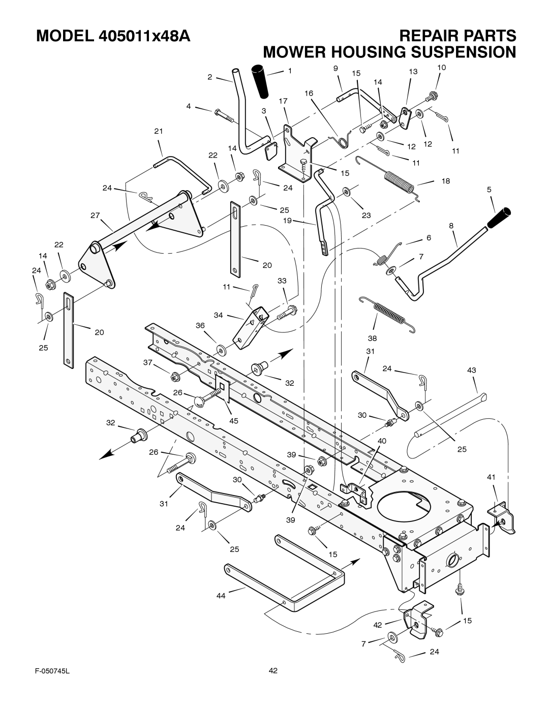 Murray 405011x48A manual Repair Parts Mower Housing Suspension 