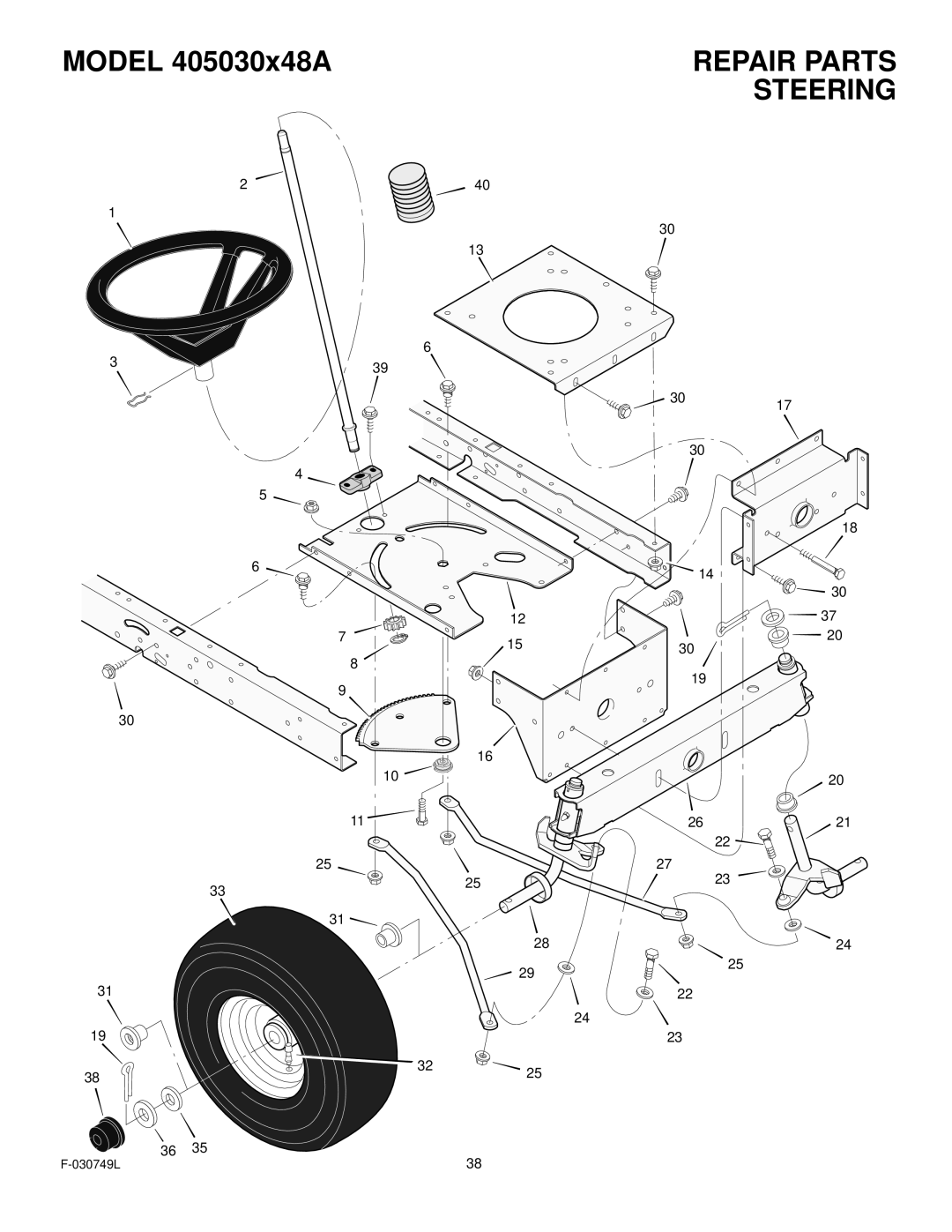 Murray 405030x48A manual Steering 