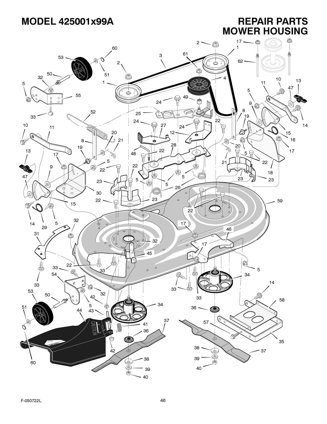 Murray 425001x99A manual Mower Housing 