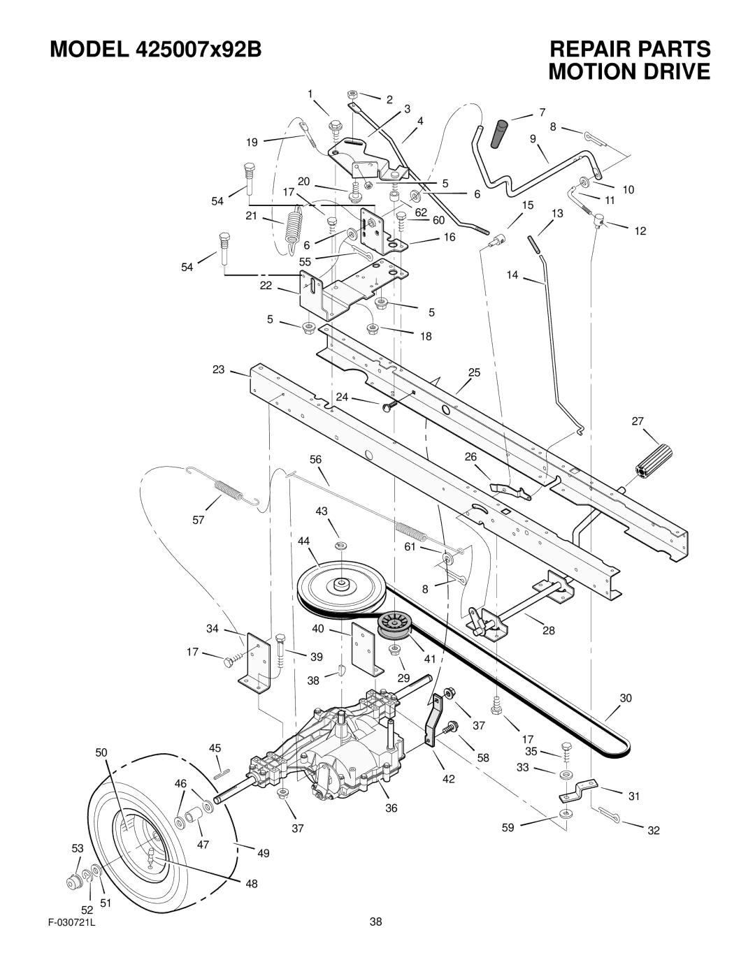 Murray 425007x92B manual Motion Drive 